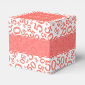 50e verjaardag koraal/wit nummerpatroon bedankdoosjes (Achterkant)