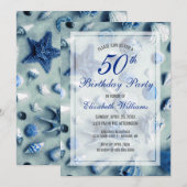 50e verjaardag kustzeeschol blauw kaart (Voorkant / Achterkant)