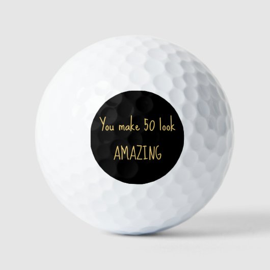50e verjaardag Lady Golfer Black Gold Name Elegant Golfballen (Voorkant)