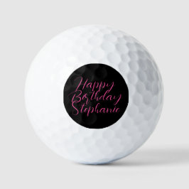 50e verjaardag Lady Golfer Black Roze naam legant Golfballen