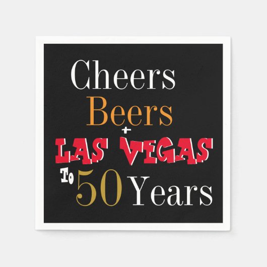 50e verjaardag Las Vegas Cheers and Beers Party Servet (Voorkant)