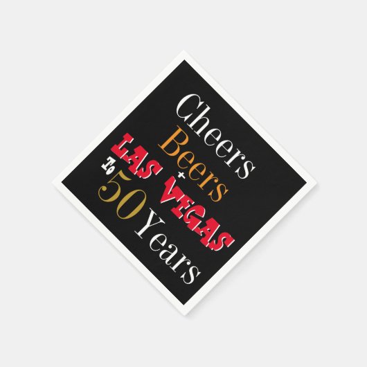 50e verjaardag Las Vegas Cheers and Beers Party Servet (Hoek)