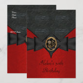 50e verjaardag Lederen Zwarte Rood Bow gouden juwe Kaart (Voorkant / Achterkant)