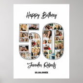 50e verjaardag leeftijdsnummer 50 aangepaste fotoc poster (Voorkant)