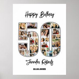 50e verjaardag leeftijdsnummer 50 aangepaste fotoc poster