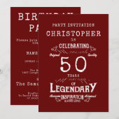 50e verjaardag Legendary Red Naam toevoegen Legend Kaart (Voorkant / Achterkant)