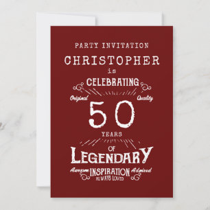 50e verjaardag Legendary Red Naam toevoegen Legend Kaart