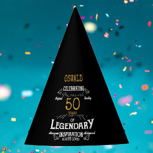 50e verjaardag Legendary Zwart Goud Retro Feesthoedjes