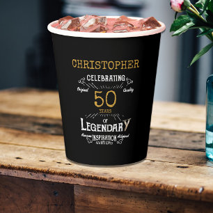 50e verjaardag Legendary Zwart Goud Retro Papieren Bekers