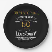 50e verjaardag Legendary Zwart Goud Retro Papieren Bordje (Voorkant)