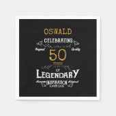 50e verjaardag Legendary Zwart Goud Retro Servet (Voorkant)
