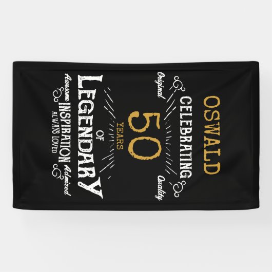 50e verjaardag Legendary Zwart Goud Retro Spandoek (Horizontaal)