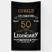 50e verjaardag Legendary Zwart Goud Retro Spandoek (Verticaal)