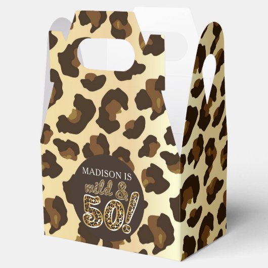 50e verjaardag Leopard Balloon Script Bedankdoosjes (Geopend)