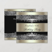 50e verjaardag Leopard Black Mint Gold Cream Kaart (Voorkant / Achterkant)