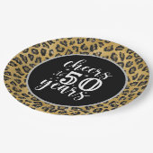 50e verjaardag Leopard Zwart en Goud thema Papieren Bordje (Gekanteld)