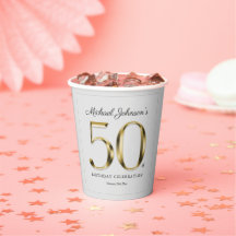 50e verjaardag lichtgrijs effen gouden tekst klass