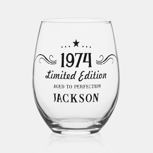 50e verjaardag Limited Edition 1974 Wijnglas Zonder Voet (Voorkant)