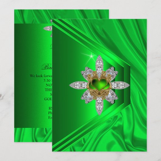 50e verjaardag Linggroene diamant Afbeelding Kaart (Voorkant / Achterkant)