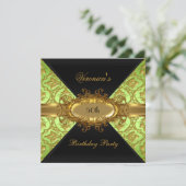 50e verjaardag Linggroene Gold Black Damask Kaart (Staand voorkant)