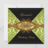 50e verjaardag Linggroene Gold Black Damask Kaart (Voorkant)