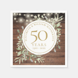 50e verjaardag Loof Rustieke houten slingerlichtje Servet