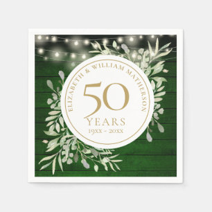 50e verjaardag Loofgroen Houten Slingerlichtjes Servet