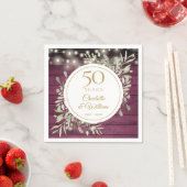 50e verjaardag Loofwerk Rood Houten Slingerlichtje Servet (Insitu)