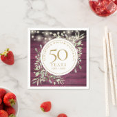 50e verjaardag Loofwerk Rood Houten Slingerlichtje Servet (Insitu)