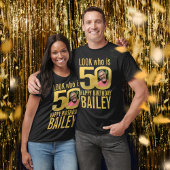 50e verjaardag look 50 aangepaste gouden foto en n t-shirt