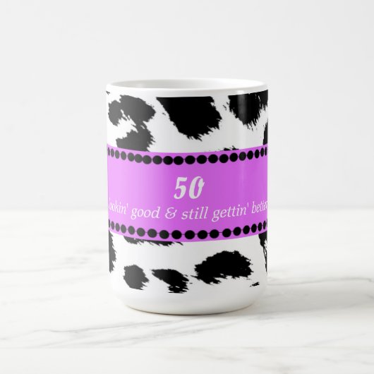 50e verjaardag Luipaardprint Koffiemok (Center)
