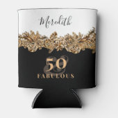 50e verjaardag luxe gouden bloemen elegant chic blikjeskoeler (Voorkant)