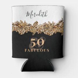 50e verjaardag luxe gouden bloemen elegant chic blikjeskoeler