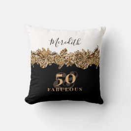 50e verjaardag Luxe Gouden Bloemen Elegant Klasse Kussen