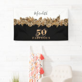 50e verjaardag Luxe Gouden Bloemen Elegant Klasse Spandoek (Insitu)