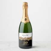 50e verjaardag Luxe Gouden Bloemen Elegant Klasse Sparkling Wijnetiket (Voorkant)