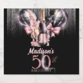 50e Verjaardag Luxe Roos Sparkling Wijnetiket (Enkel label)