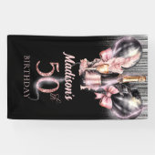 50e Verjaardag Luxe Roos Wijnfeestbord Spandoek (Horizontaal)