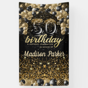 50e verjaardag Luxe, speciaal gepersonaliseerd zwa Spandoek