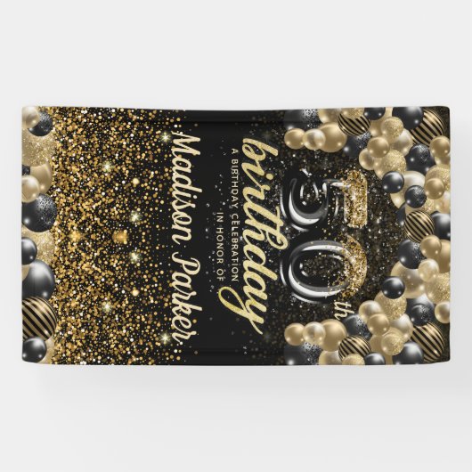 50e verjaardag Luxe, speciaal gepersonaliseerd zwa Spandoek (Horizontaal)