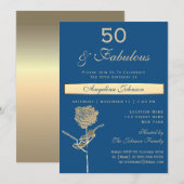 50e verjaardag Luxury Gold en Classic Blue Kaart (Voorkant / Achterkant)