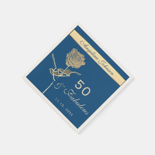 50e verjaardag Luxury Gold en Classic Blue Servet (Hoek)