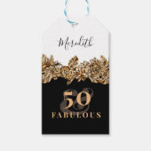 50e verjaardag Luxury Golden Flowers Elegant Class Cadeaulabel (Voorkant)