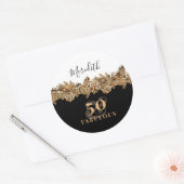 50e verjaardag Luxury Golden Flowers Elegant Class Ronde Sticker (Envelop)
