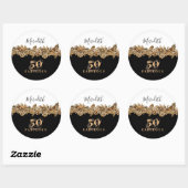 50e verjaardag Luxury Golden Flowers Elegant Class Ronde Sticker (Vel)