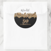 50e verjaardag Luxury Golden Flowers Elegant Class Ronde Sticker (Tas)