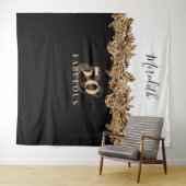 50e verjaardag Luxury Golden Flowers Elegant Class Wandkleed (In Situ (horizontaal))