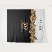 50e verjaardag Luxury Golden Flowers Elegant Class Wandkleed (Voorkant (horizontaal))