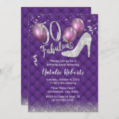 50e verjaardag Luxury Paars & Silver Fabulous 50 Kaart (Voorkant / Achterkant)