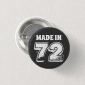 50e verjaardag Made in 72 Typografie Black Button (Voorkant /achterkant)